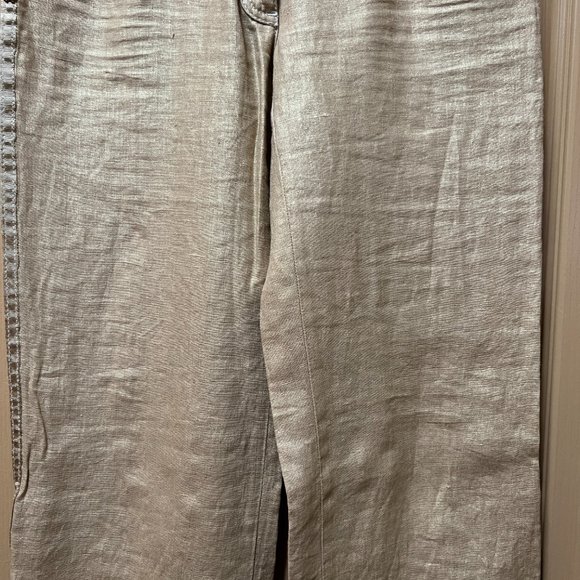 ❣️NWOT❣️  Roberto Cavalli Beige/Gold Linen Pants Vintage Made in Italy S… - Picture 3 of 16